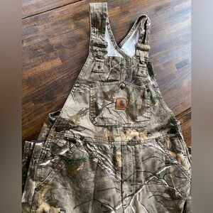 Carhartt Bibs Youth Size 10 Real Tree Camo Bibs Canvas Insulated Double Knee